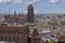 Aerial view of city with Basilica of St. Santa and St. Mary\\\'s Church, Gdansk, Poland