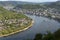 Aerial view of the city Boppard and River Rhine