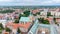 Aerial view in city center of Legnica. City view from bird sight. City from drone