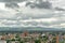 Aerial view of the city of Dublin, Wicklow mountains in the background Ireland