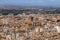 Aerial view at the city of Granada with the cathedral of the Incarnation in the center, Andalusia