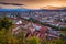Aerial view of the city of Graz at sunset, Styria, Austria