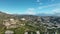 Aerial view, city green panorama of Alanya Turkey. Sea on the horizon with blue sky