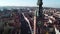 Aerial view City Hall spire clock tower in Gdansk, Poland