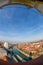 Aerial view from the city hall tower over Oradea town center. Romania