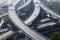 Aerial view of the city overpass in early morning