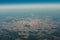 Aerial view of city of Paris, France out of 38.000 ft - pilots view