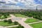 Aerial view on city park and Eiffel Tower in Paris