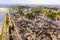 Aerial view of the city of Saumur and medieval castle Saumur on the banks of the Loire river