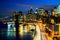 Aerial view on the city skyline in New York City, USA at night