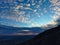 Aerial view of the city at sunset with amazing cloud covers