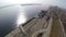 Aerial view of city and waterfront in Volgograd, Russia