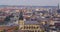 Aerial view of cityscape of Brussels, center of capital city of Belgium, Europe. Flying over Marollen district with
