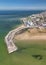 Aerial view of cityscape Margate surrounded by water and buildings