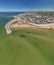 Aerial view of cityscape Margate surrounded by water and buildings