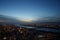 Aerial view of cityscape Osaka surrounded by buildings in night