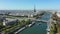 Aerial view of cityscape of Paris France with Seine River and Eiffel Tower