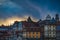 Aerial view of cityscape Porto surrounded by buildings during sunset