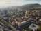 Aerial view of the cityscape of Sarajevo in Bosnia and Herzegovina