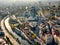 Aerial view of the cityscape of Sarajevo in Bosnia and Herzegovina