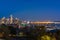 Aerial view of the cityscape of Seattle in the USA at night