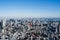 Aerial view of cityscape Tokyo surrounded by buildings and water