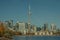 Aerial view of cityscape Toronto surrounded by buildings