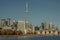 Aerial view of cityscape Toronto surrounded by buildings