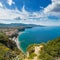 Aerial view of cliff coastline Sorrento and Gulf of Naples in Italy