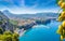 Aerial view of cliff coastline Sorrento and Gulf of Naples, Italy