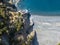 Aerial view of a cliff overlooking the sea, black beach, Municipality of Nonza, Peninsula of Cap Corse, Corsica.