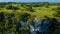 Aerial view of cliffs on the edge of the ocean