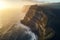 Aerial view of Cliffs of Moher at sunset, County Clare, Ireland