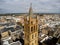 Aerial View of Close Up of the Bell Tower of the Church Santa Maria La Nova in Pulsano near Taranto