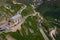 Aerial view of the closed mountain hotel Belvedere in Furka Pass, Switzerland