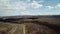 Aerial view Clouds over over countryside. Spring Countryside.