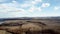 Aerial view Clouds over over countryside. Spring Countryside.