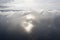 Aerial view clouds over the sea. View from drone. Aerial top view cloudscape. Texture of clouds. View from above. Sunrise or