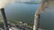 Aerial view of coal power plant high pipes with black smokestack polluting atmosphere. Electricity production with