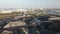 Aerial view of a coal storage facility loading dock in Amsterdam Westpoort, The Netherlands. Industrial harbour.