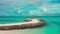 Aerial view on coast beach on local island Fulidhoo at sunset time in Maldives.