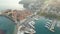 Aerial view of the coast of Budva with marinas and boats