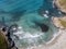 Aerial view of the coast of Corsica, beach and coves with crystalline sea. France