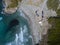 Aerial view of the coast of Corsica, beach and coves with crystalline sea. France