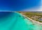 Aerial view of a coast line with beach in playa de Muro, Mallorca, Spain