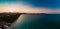 Aerial view of a coast line with beach in playa de Muro, Mallorca, Spain