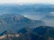 Aerial view of coast mountain ranges in BC Canada