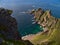 Aerial view of the coast of the Norwegian Sea in the north of AndÃ¸ya island, VesterÃ¥len, Norway with turquoise rock beach.