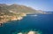 Aerial view on coast and sea near Kalo Horafi beach on Crete, Greece