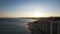 Aerial view of a coastal city being captures during the summer in Spain